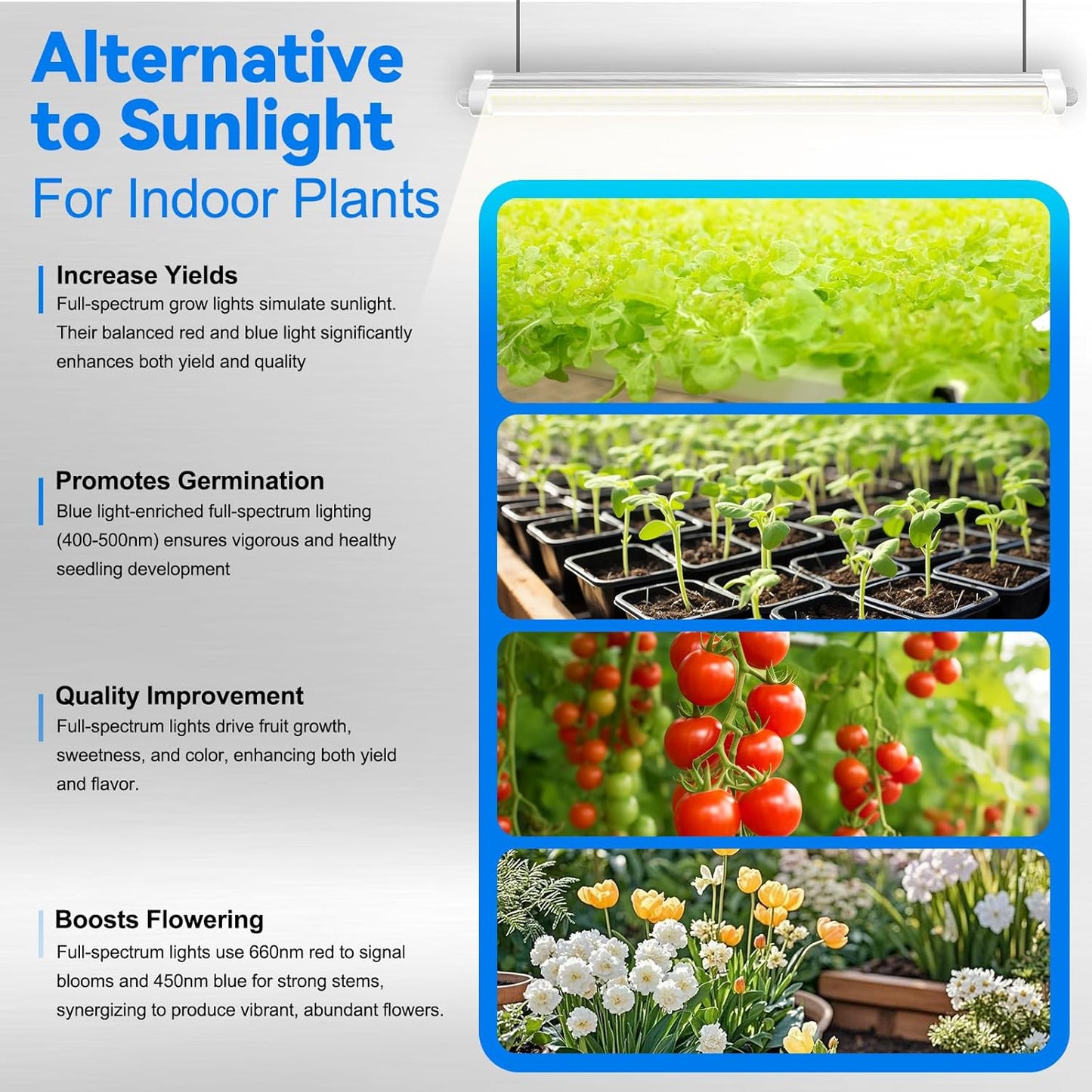【2026 Waterproof Design】T8 Grow Lights for Indoor Plants, Full Spectrum LED Light for Seed Starting & Vegetables, 2FT 144W(6 X 24W, 900W Eqiv), Linkable Grow Light Strip with Switch, Yellow(6-Pack)