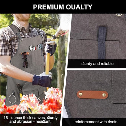Multi-Functional Men's Tool Apron, Multi-Pocket Canvas Apron, Woodworking, Mechanic, Blacksmith, Waiter Work Apron