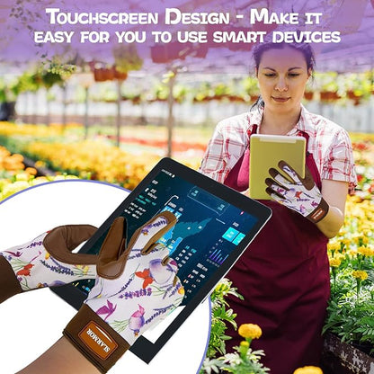 Leather-Gardening-Gloves for Women,Thorn-Proof Work-Gloves for Weeding,Digging,Planting,Pruning Yard garden Gloves