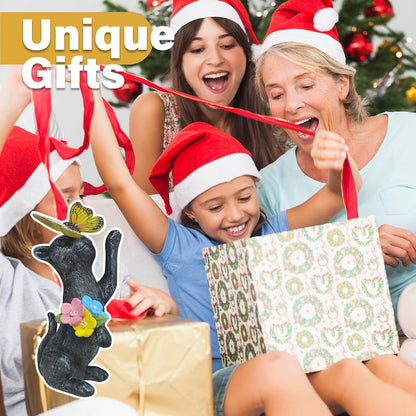 Solar Cat Garden Decoration Outdoor Statues - Cat with Butterfly Flowers Decorative Figurine for Yard Patio Lawn Porch Pathway Landscape Ornament Funny Birthday Gift for Mom Women