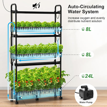 Hydroponics Growing System Kit, 90 Pods Vertical Indoor Garden with LED Grow Light, Auto Circulating Water System & WiFi Smart Plug, Indoor Gardening System for Vegetable Fruit Herb