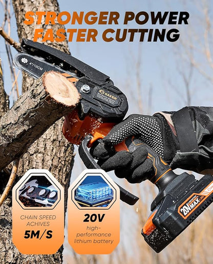 Saker Mini Chainsaw,2025 New Upgrade Portable Electric Chainsaws Cordless,Small Handheld Chain Saw Pruning Shears Chain Saws for Tree Branches,Courtyard and Garden