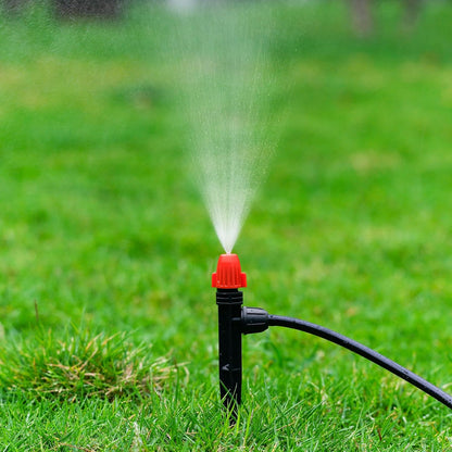 Drip Irrigation Emitters for 1/4" Tubing: Adjustable 360 Degree Drip Spray Emitters with Lock Barbed - Misting Drippers with Stake for Garden Watering System(30pcs)