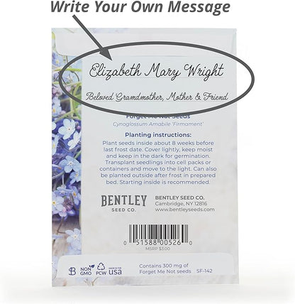 Bentley Seed Co. | in Remembrance Love Left Behind Non-GMO, Non-Coated Forget Me Not | Gardening Gifts | Flower Seeds for Planting | Growing Plants in Memory | Pack of 25