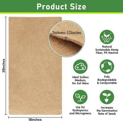 Legigo 6 Pack Jute Plant Grow Mat for Microgreens- 10" X 20" Hydroponic Grow Pads for 1020 Growing Trays, Hemp Fiber Mats Sprouting Pads Microgreens Growing Kit for Indoor Organic Wheatgrass Sprouts