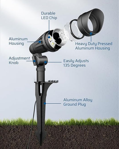 DEWENWILS 12V Landscape Lighting kit, 1x60W Transformer with Timer+8x3.2W Aluminum LED Low Voltage Landscape Spotlight Lights, 100FT Wire+8 Pack Connector for Patio Yard Garden