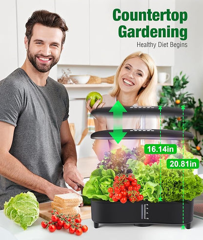 Misting 15 Pods Hydroponic Growing System Herb Garden Kit Indoor,2.5L Large Tank Plant Germination Kit with Adjustable Height Grow Light to “20", Quiet Pump, Auto Timer, Gardening Christmas Gifts