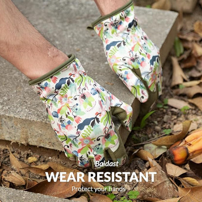 Baidast Gardening Gloves for Women Garden Gloves for Womens Thorn Proof for Women's Gifts Digging Planting Pruning Weeding(Green+White)