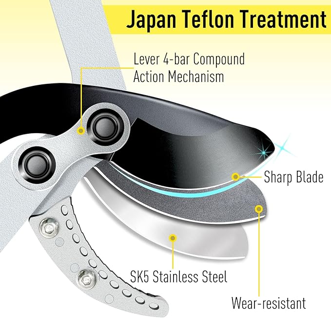 JARDINEER 3PCS Extendable Anvil Loppers for Tree Trimming Heavy Duty, 28-38.5" Branch Cutter with 2 Inch Cutting Capacity, Include Garden Tree Loppers, Pruning Shear and SK5 Spare Blade
