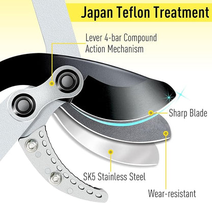 JARDINEER 3PCS Extendable Anvil Loppers for Tree Trimming Heavy Duty, 28-38.5" Branch Cutter with 2 Inch Cutting Capacity, Include Garden Tree Loppers, Pruning Shear and SK5 Spare Blade