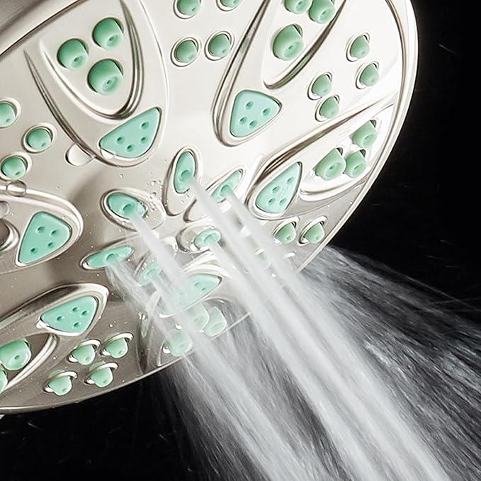 AquaDance Antimicrobial – Anti-Clog High-Pressure 6-Setting Hand Shower with Microban Nozzle Protection from Growth of Mold, Mildew & Bacteria for Stronger Shower! 3 Jet Color Choices – 4" Coral Green