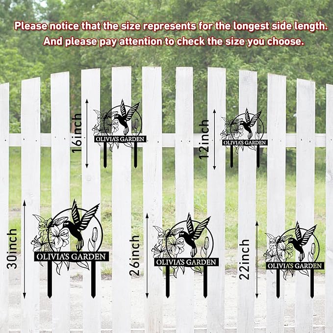 Personalized Garden Signs | Garden Stake Metal Sign | Custom Garden Sign | Customized Bird Garden Name Sign Yard Sign| Garden Signs Decorative Outdoor | Personalized Camping Gifts