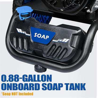 TOOLCY Gas Pressure Washer 3400 PSI & 2.8 GPM Max, High-Powered 212cc Engine, Enhanced Pump, 50FT Pressure Hose, Onboard Soap Tank, Foldable Handle, Kink-Less Swivel Spray Gun & 5 Nozzle Tips