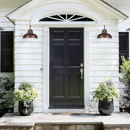 Solar Barn Light for Outside, Gooseneck Outdoor Wall Lights Solar Powered, Farmhouse Exterior Wall Sconce, Industrial Outside Lighting Fixture, Rustic Lantern for Garage, Barn, Shed, RZSR007 OW