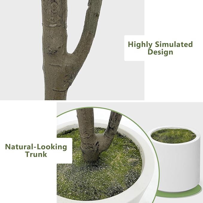 Olive Trees Artificial Indoor, 2 PCS 6FT Faux Olive Tree with Tall Pot, Natural Wood Trunk Treemote and Leaves, Fake Plant for Home Office Bedroom Decor