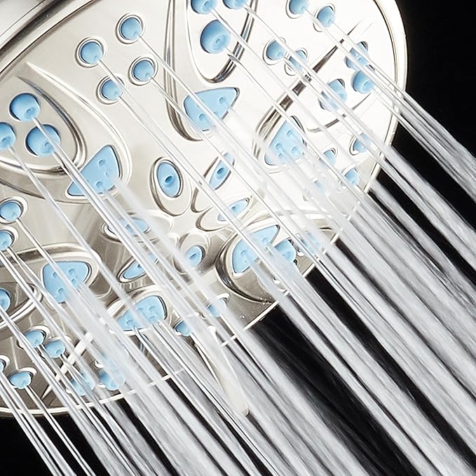 AquaDance Anti-Clog High-Pressure 6-Setting Hand with with Microban Nozzle Protection from Growth of Mold & Mildew for Stronger Shower! Aqua Blue Jets – 1.8 GPM