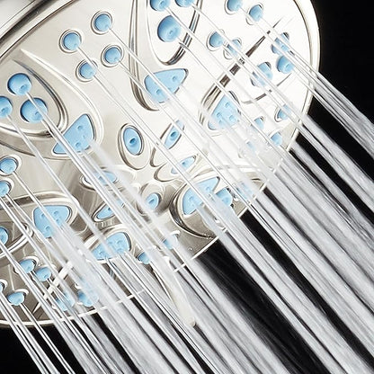 AquaDance Anti-Clog High-Pressure 6-Setting Hand with with Microban Nozzle Protection from Growth of Mold & Mildew for Stronger Shower! Aqua Blue Jets – 1.8 GPM