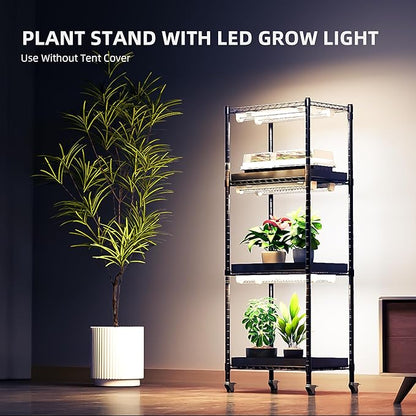 Spider Farmer 2025 4-Tier Plant Stand with 6Pcs 12" Full Spectrum 5000K LED Grow Lights and Tent Cover Mini Greenhouse Height Adjustable for Seed Starting Indoor Plants Growth 16Lx12Dx47H