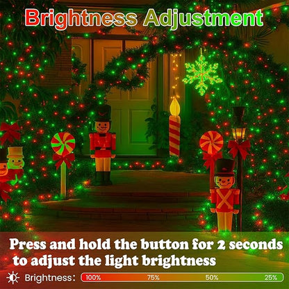 Upgraded Connectable 200 LED Christmas String Lights Outdoor Indoor, 66FT Red and Green Christmas Lights 13 Modes, Waterproof Twinkle Fairy Lights Plug in Clear Wire for Tree, Bedroom Decoration