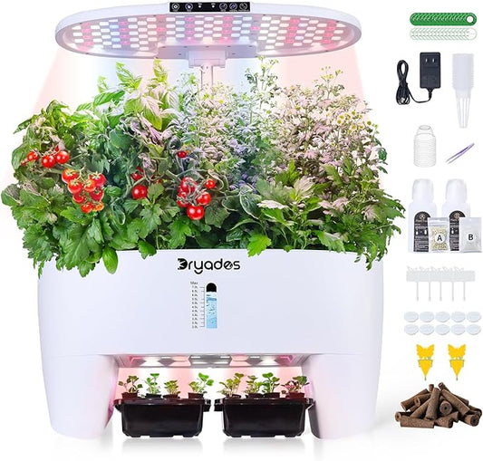 Hydroponic Growing System Kit 16 Pods, Smart Herb Garden with Sprout Mode Can Seedling in Advance & 24W Full Spectrum LED Grow Light, Indoor Garden Planter for Home/Office/School (White)