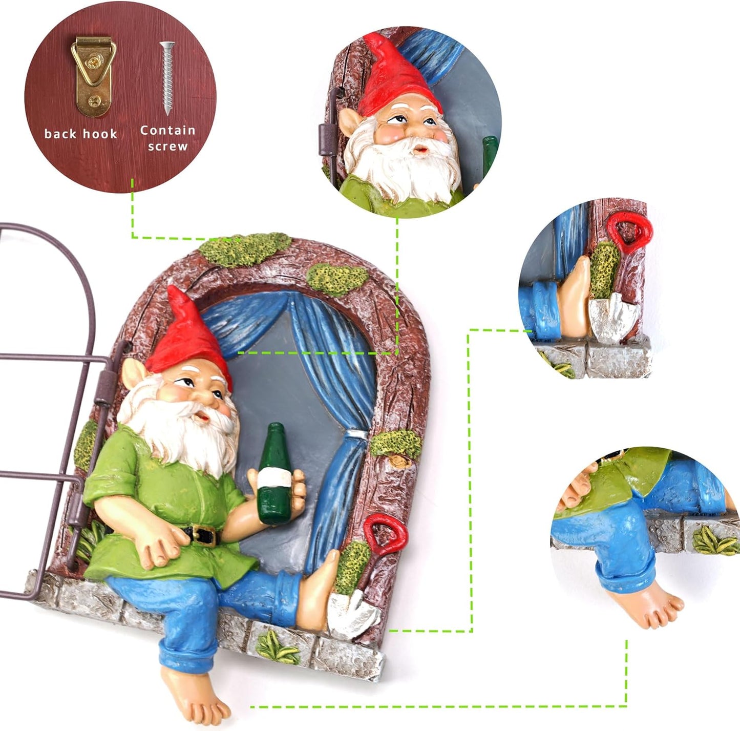 Gnome Tree Hugger, Funny Garden Gnome Resin Statue, Outdoor Ornaments Decor, Whimsical Tree Sculpture Peeker, Patio Yard Lawn Porch Decoration, Halloween Decorations Outdoor Gardening Gifts