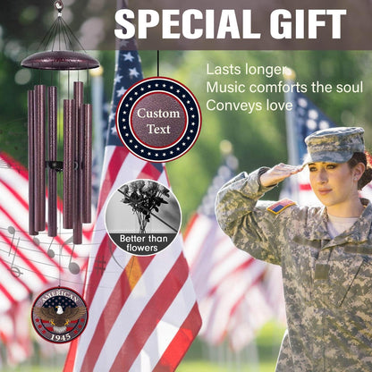 Personalized Wind Chimes for Military, Memory Gifts for US Veteran, Memorial Wind Chimes for Loss Loved One, Sympathy Gifts for Loss Soldiers Navy, Army, Air Force