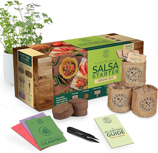 Garden Republic Salsa Grow Kit - Starter kit with Seeds, Soil, Planters & Shears