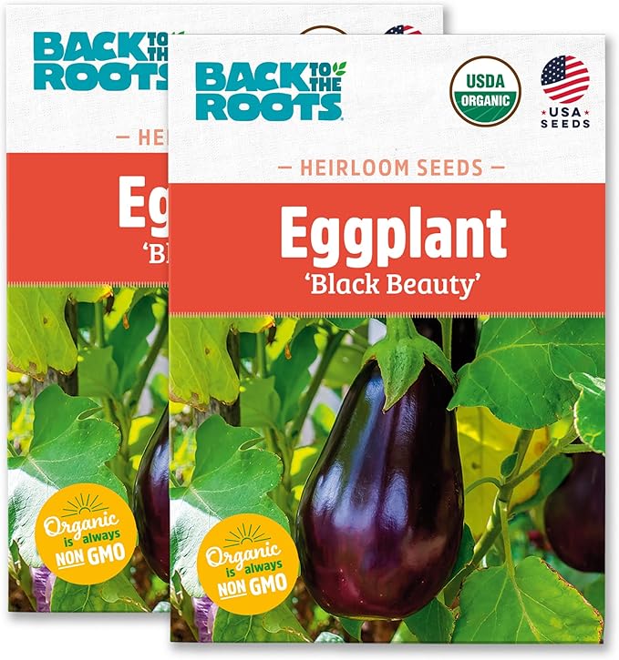 Back to The Roots 100% Organic Heirloom Seeds - Eggplant Value Pack (280mg Total)