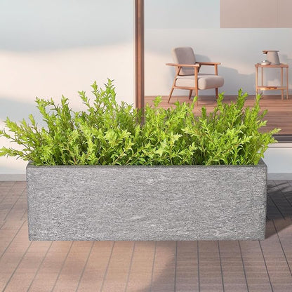 24 Inch Rectangular Concrete Planter,Durable All-Weather Use with Drainage Holes,Large Rectangular Planter for Outdoor Indoor Plants