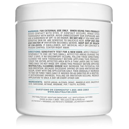 Neutralyze Exfoliating Acne Toner Pads - Dual Textured, Maximum Strength Acne Wipes for Face & Body with 2% Salicylic Acid & 2% Mandelic Acid for Teens & Adults (100 Wipes)