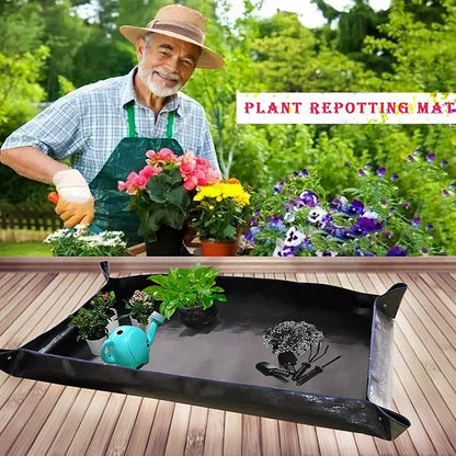 BIUWING 2 PCS Large Repotting Mat for Plant Transplanting and Mess Control, 43" X 29" Thickened Foldable Waterproof Plant Potting Tray, Portable Potting Mat Gardening Tray for House Plants Succulents