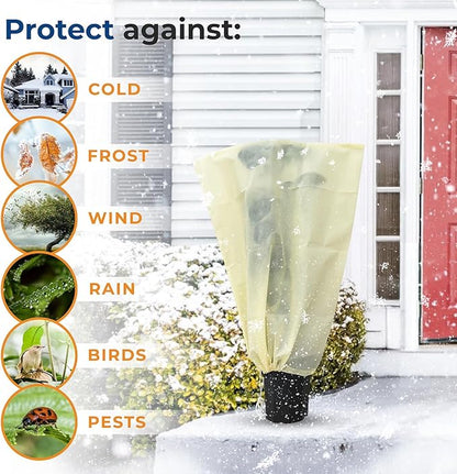 Plant Covers Freeze Protection, 2 Packs 23''W x 30''H Frost Protection Covers with Zipper & Drawstring, Winter Frost Cloth for Potted Plants, Outdoor Plant Blankets for Cold Weather
