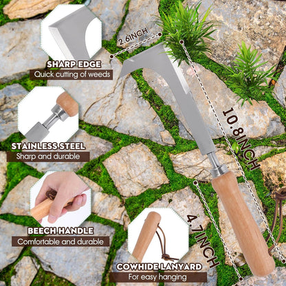 Effective Sidewalk Crack Weeder Tool -Manual Crack Weeder Weed Remover Tool for Garden Yard - L-Type Stainless Steel Weed Crevice Tool