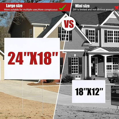 WENWELL 10 Large Blank Yard Signs with Stakes 18 x 24",Corrugated Plastic Lawn Sign kit for Estate Garage Sale,Party,Birthday,Wedding,Campaign,Parking,Make you own Outdoor Sign