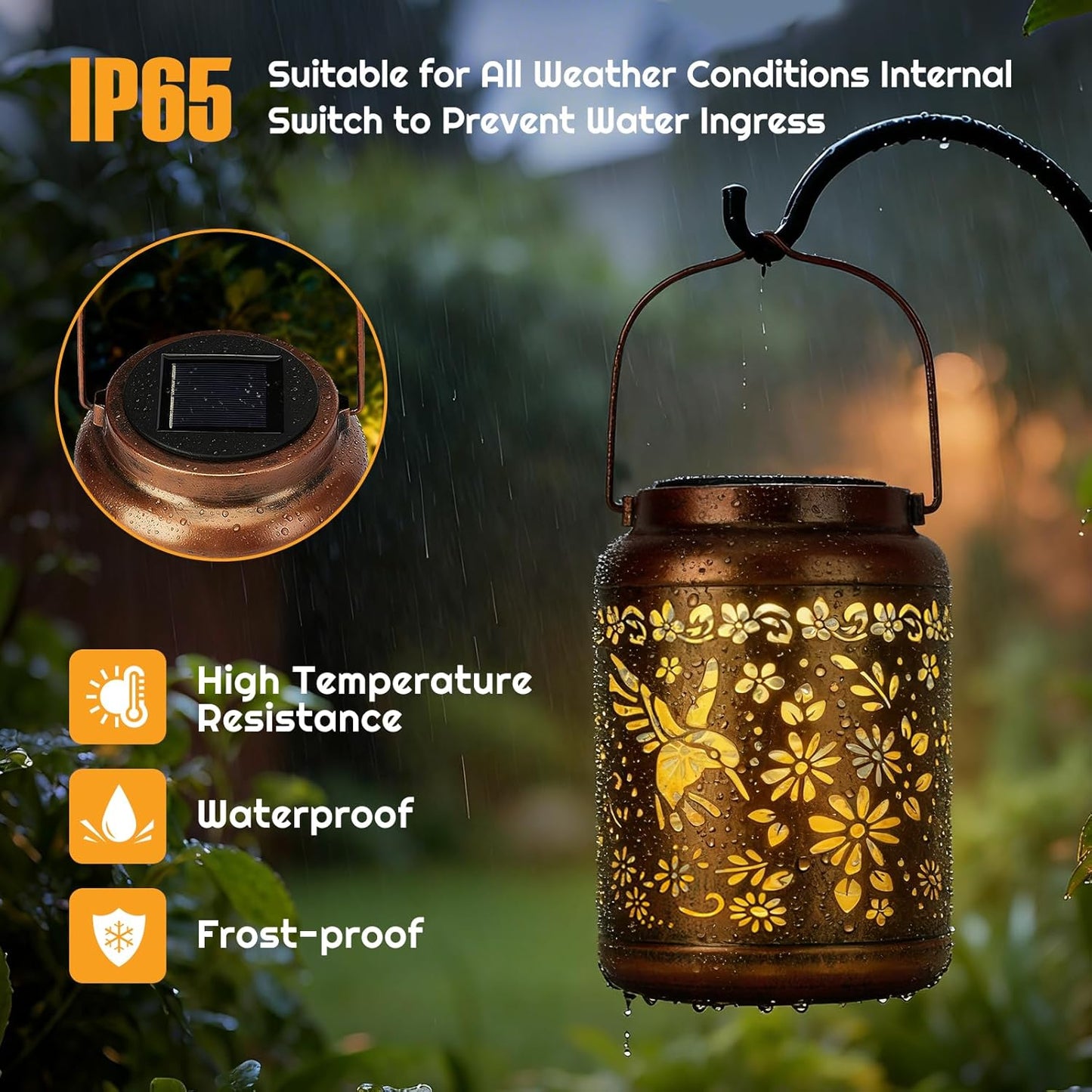 Hummingbird Solar Lanterns Outdoor Waterproof - Metal Hanging Hummingbird Solar Lights Graden Decor for Patio Yard Lawn Backyard Porch Pathway, Unique Gifts for Women Mom Grandma
