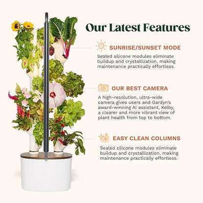 New & Improved! Gardyn Studio 2 Hydroponics Growing System - 16 Non-GMO Plants, Herbs, Vegetables - Smart Tower - Hydroponic Herb Garden Planter Indoor Kit - Indoor Gardening System w/Grow Lights
