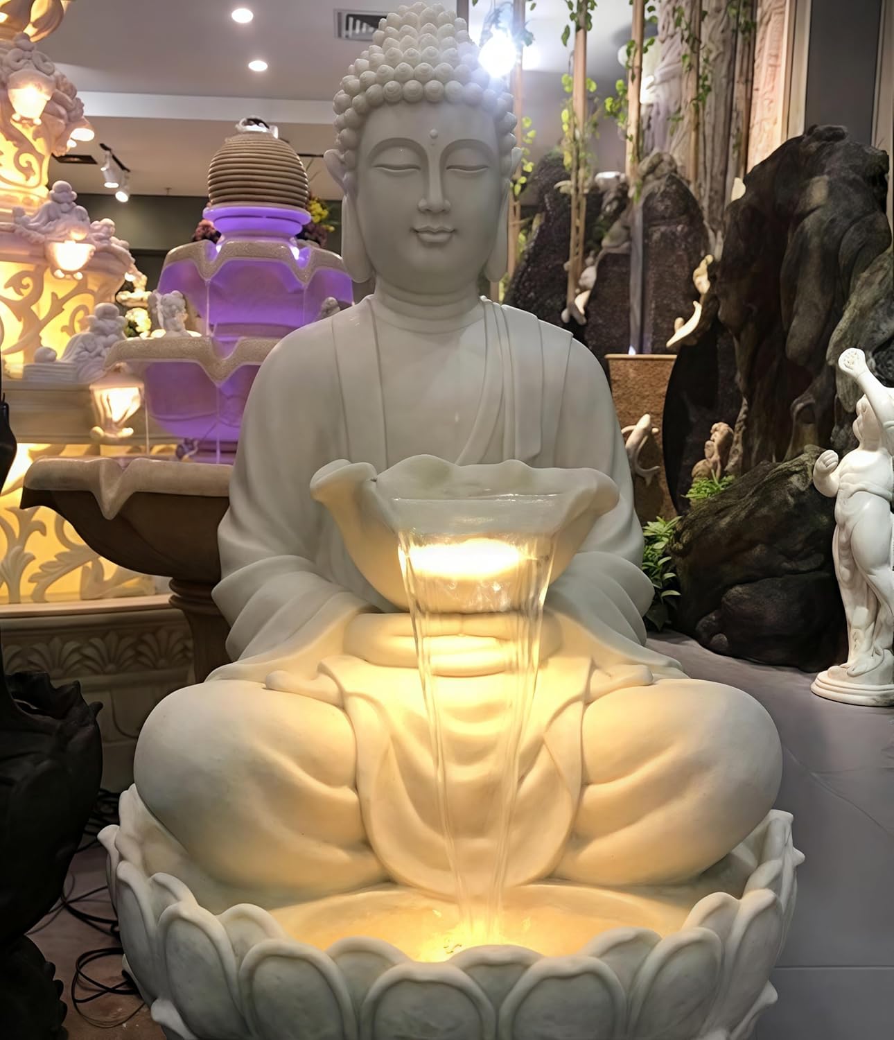 Outdoor Water Fountain Outside, Garden Fountain, Buddha Statue Outdoor/Indoor for Home, Buddha Decor & Gifts, Buddah, Buda, Budda, Buddhas, Chinese Decor & Gifts, Feng Shui (Medium)