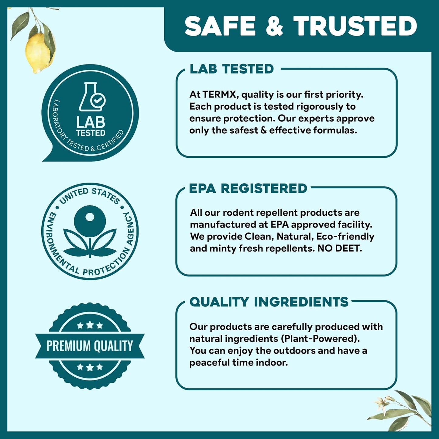 Natural Mosquito Repellent Spray TwinPack 6.75 oz DEET Free Insect Repellent Spray Lemon Eucalyptus Oil Scent for Mosquitoes Gnats Black Flies No-See-ums repelente de Mosquitos para ninos