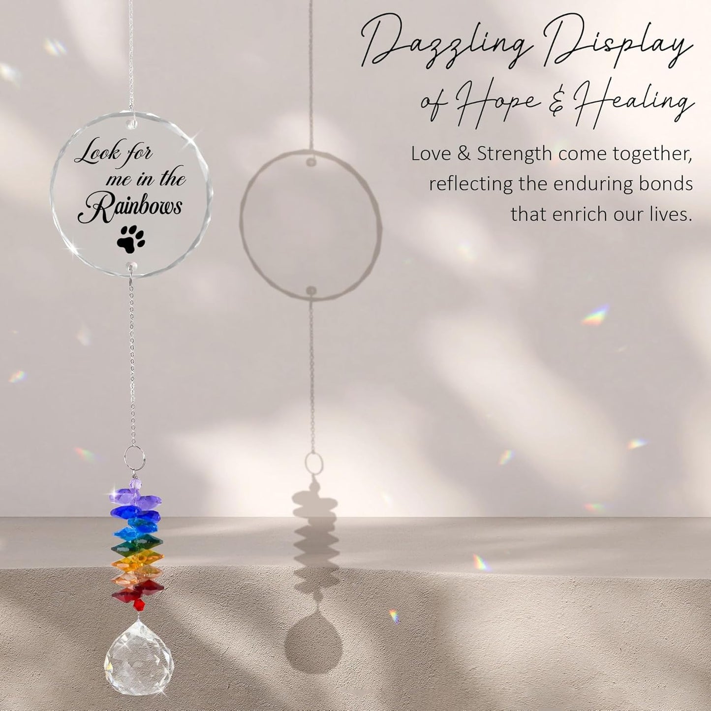 Pet Memorial Suncatcher - Pet Memorial Suncatchers - Dog Cat Loss Sympathy Gift - Rainbow Crystal Prism - Bereavement Keepsake - Pet Lover Gift - Daily Remembrance - Suncatcher Ornament
