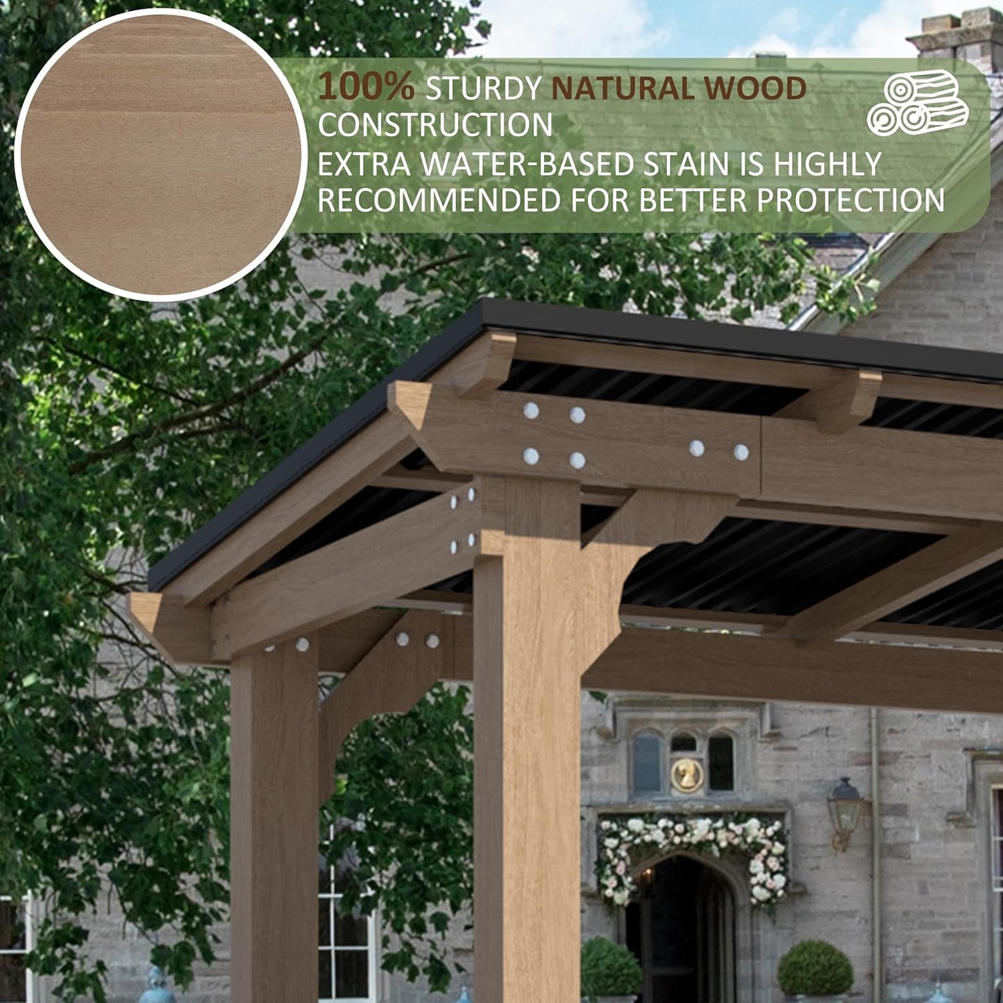 MUPATER 8' x 5' Wooden Grill Gazebo with Sloping Metal roof, Rainwater Drainage, Cedar Frame, Heavy Duty Canopy Suitable for Full-Size Grill, BBQ Canopy for Outdoor Patio, Lawn, Garden, Backyard