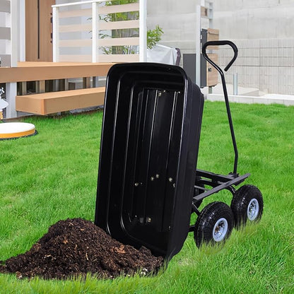 AAIN 600 Lbs Poly Garden Dump Cart,Camping Beach Wagon with 180° Rotating Handle and 10"Pneumatic Tires,Practical Heavy Duty Yard carts and Wagons,Quick Release Utility Wheel Barrow Trolley,Green A078