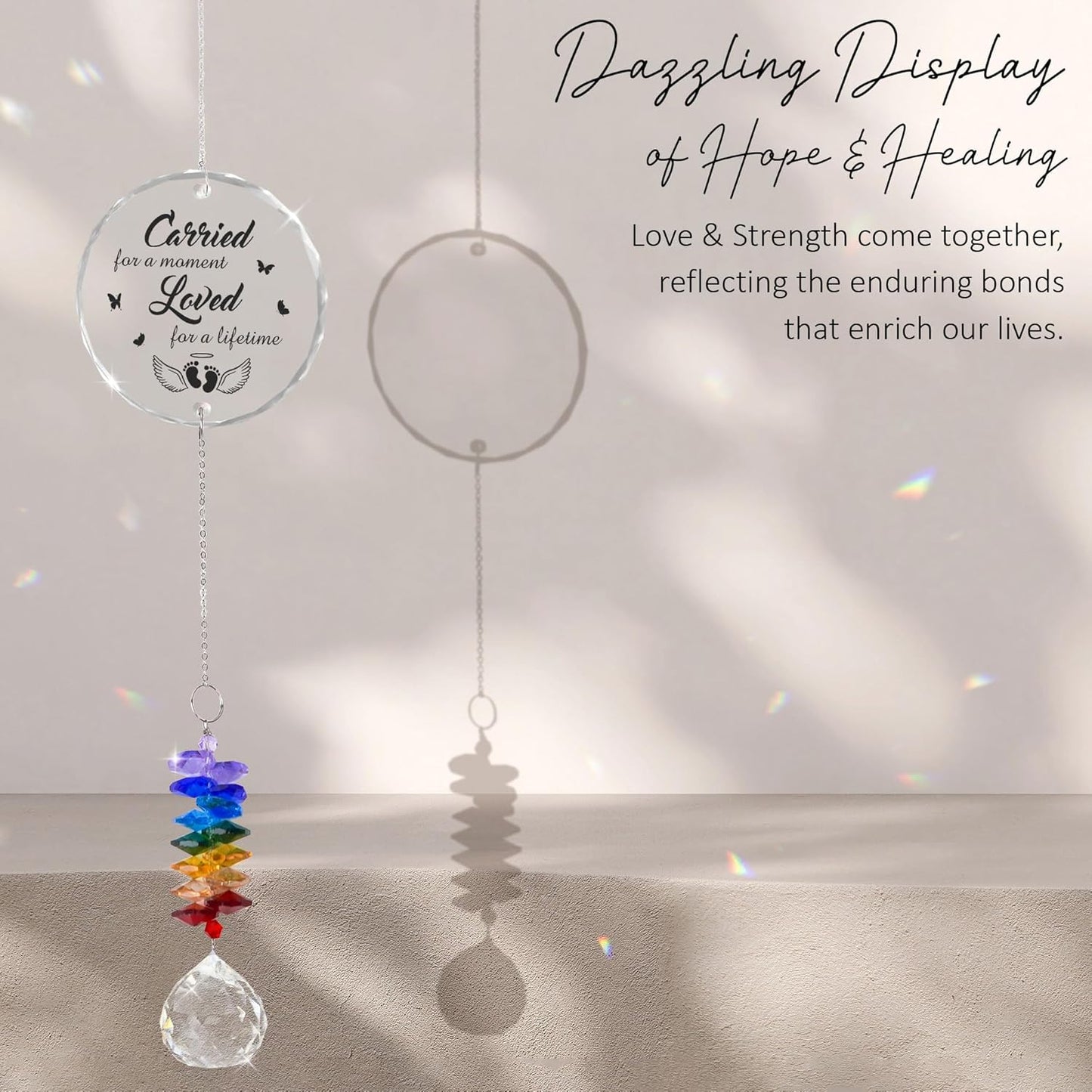 Glass Ornament Suncatcher - Infant Loss Gift - Sympathy Gift for Loss of Loved One - Memorial Ornaments - Heaven Keepsake - Daily Remembrance - Grieving Gifts for Mom, Sisters, Friends