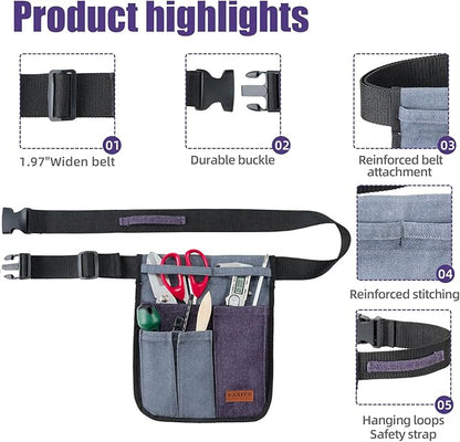 Garden Tool Belt for Men & Women, Denim Slim 4-Pocket Adjustable Garden Apron - Lightweight Utility Belt for Gardening, DIY, Carpenter, Painting, Seamstress, and Crafting Tool Pouch (Purple)