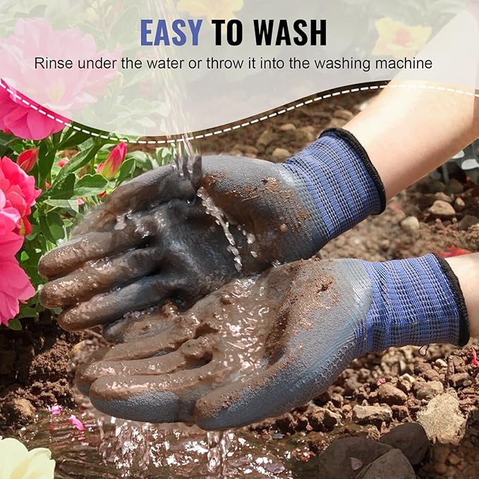 Gardening Gloves for Men, 6 Pairs Garden Gloves with Rubber Coating – for Weeding, Digging, Raking, Pruning Breathable Working Gloves（Medium/8）