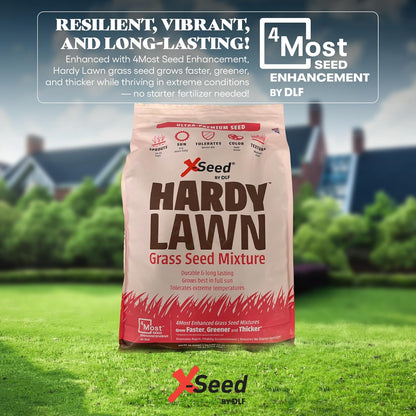 X-Seed Hardy Lawn Grass Seed Mixture - Durable, Long-Lasting Lawn Solution for Full Sun, Withstands Extreme Temperatures & Heavy Traffic, Ideal for Backyards, 20 lbs.