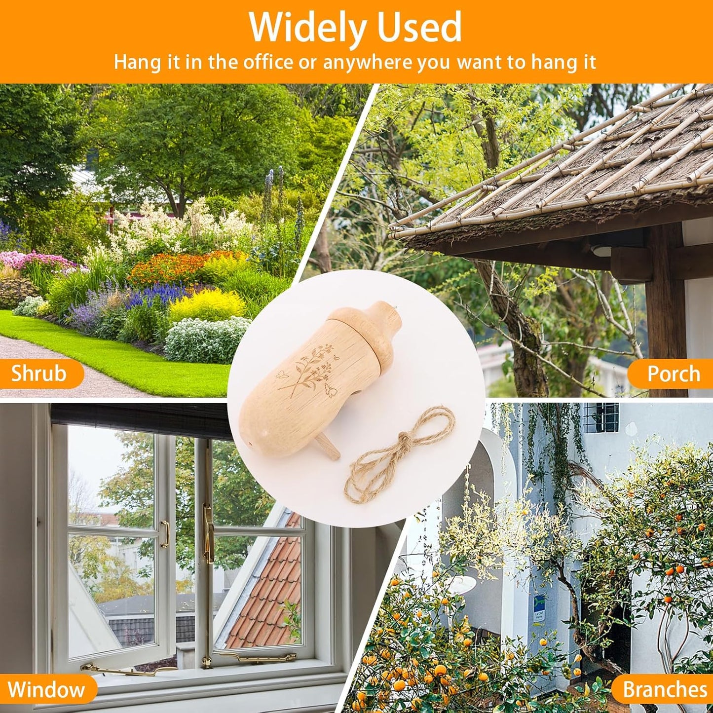 Hummingbird House - Natural Wooden Hummingbird Houses for Outside Hanging, Gardening Gifts for Women Home Decoration 3 Packs