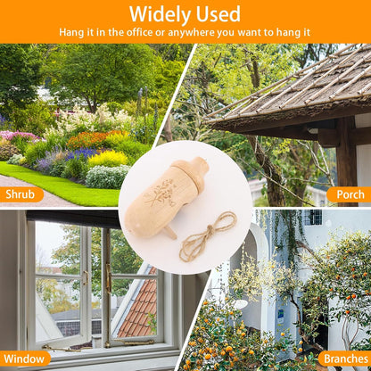 Hummingbird House - Natural Wooden Hummingbird Houses for Outside Hanging, Gardening Gifts for Women Home Decoration 3 Packs