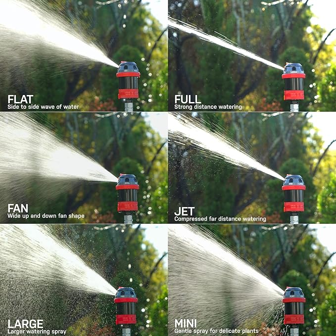 Eden 94156 PRO Metal Telescoping Tripod Adjustable 6-Pattern Mobile Rotary Gear Drive Garden Sprinkler for Yard W/Premium Quick Connect Starter Set