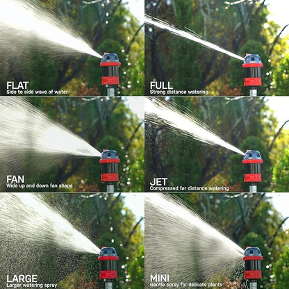 Eden 94156 PRO Metal Telescoping Tripod Adjustable 6-Pattern Mobile Rotary Gear Drive Garden Sprinkler for Yard W/Premium Quick Connect Starter Set