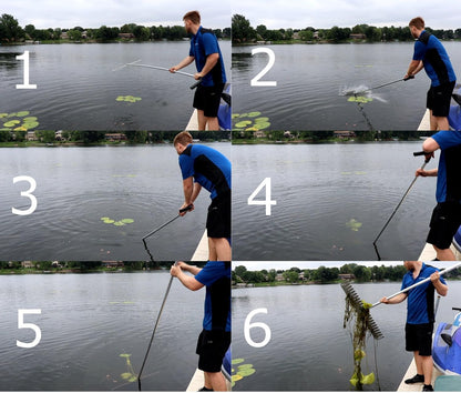 WeedRipper Aquatic Weed Puller for Lake & Pond Sea Weed (4 FT Stub Handle)